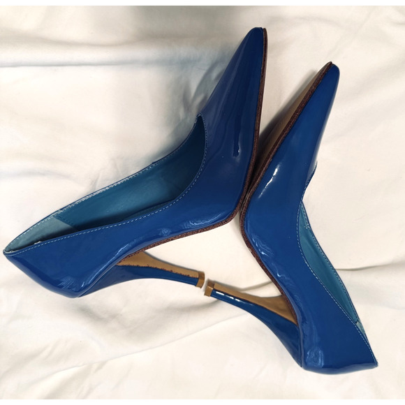 2 Lips Too patent leather heels Royal Blue dress shoes pumps sz 6.5 statement - Picture 5 of 7
